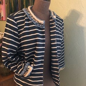 Boston Proper blazer w/rope denim chains slv gems